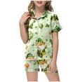 thumbnail image 2 of Nightgown Girls Baby Girls' Pajamas Tee Shorts 2-Piece Set Children's Short Sleeve St. Patrick's Day Cartoon Print Homewear Top Button Down, 2 of 4