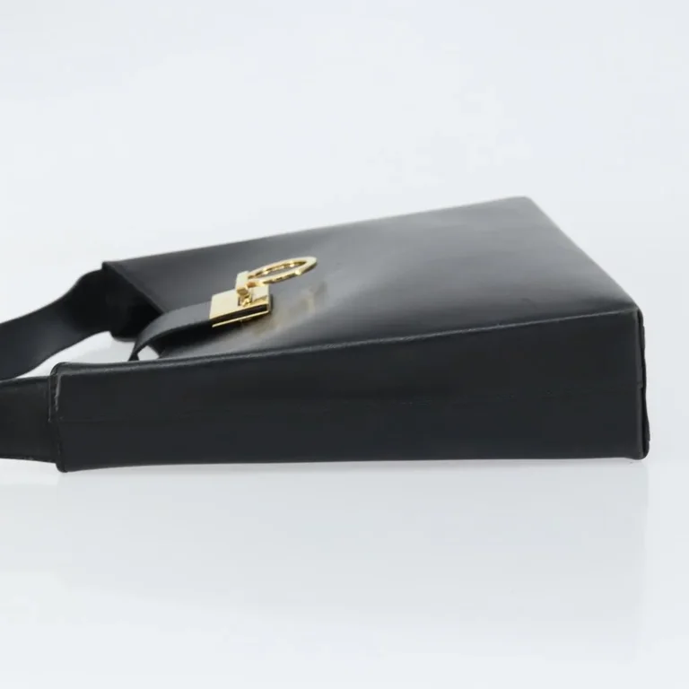 Pre-Owned Salvatore Ferragamo Gancio Flap Hobo Leather Black