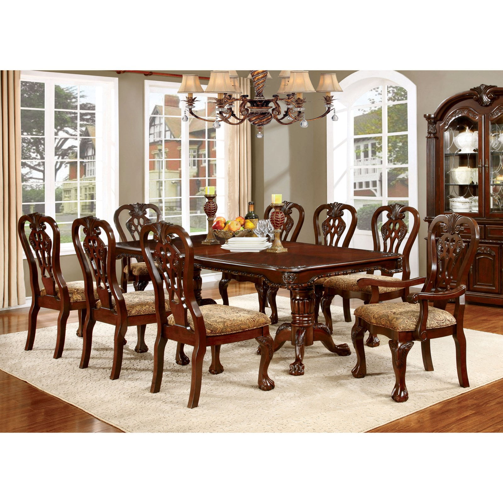 Furniture of America Dubelle Classic 9 Piece Dining Set