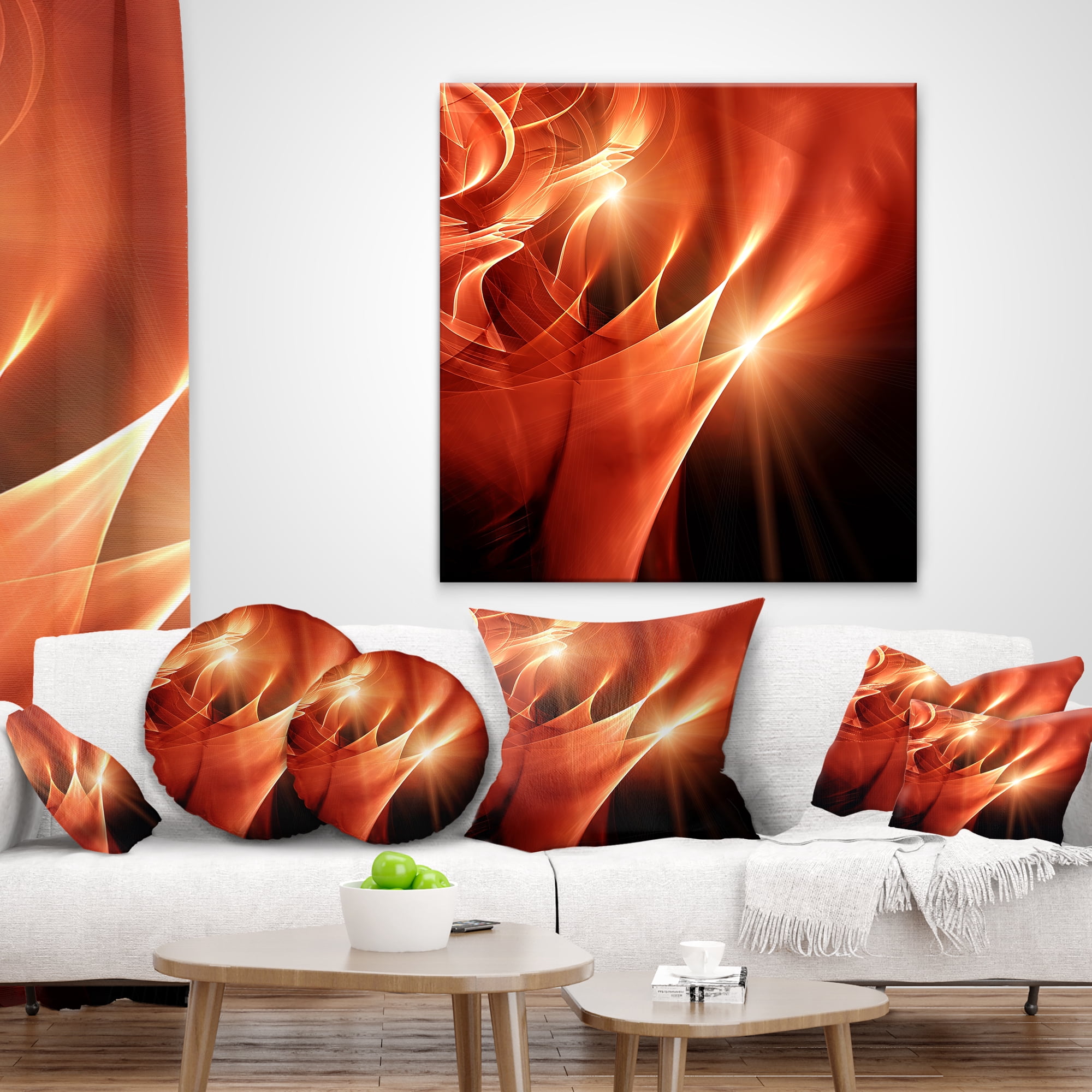 Designart Abstract Warm Brown Fractal Design - Contemporary Abstract Throw Pillow - 16x16