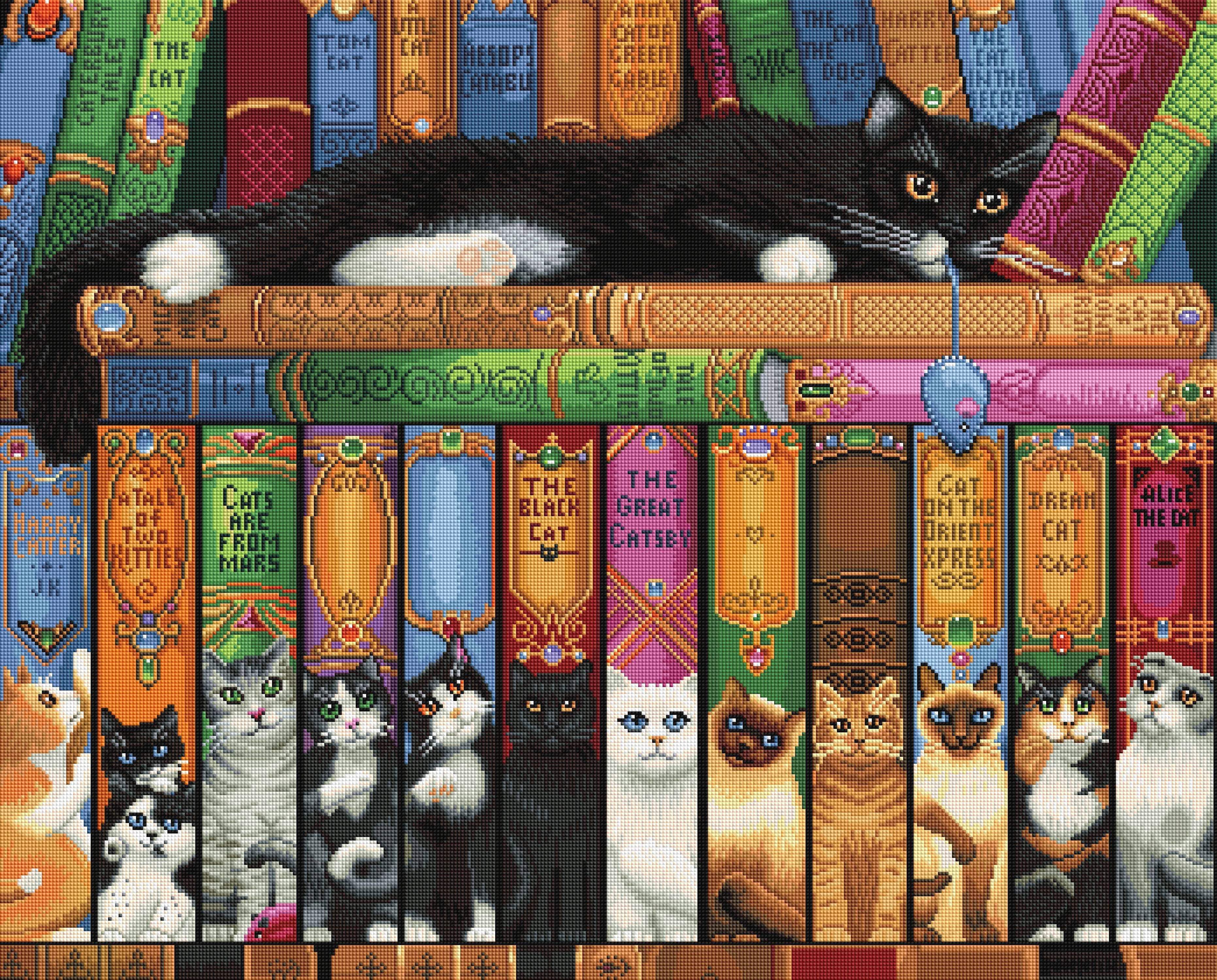 DIAMOND ART CLUB Cat Bookshelf Diamond Painting Kit