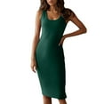 thumbnail image 3 of yillto Women's Tank Dress Crew Neck Sleeveless Casual Midi Dresses Summer Basic Slim Mini Dress, 3 of 7