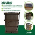thumbnail image 2 of FCMP Outdoor WG4000 45 Gallon Wood Grain Rain Water Catcher Barrel, Brown, 2 of 10