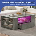 thumbnail image 6 of Uforic LED Coffee Tables High Glossy Center Table with 2 Sliding Drawers and Open Shelf, Gray, 6 of 6