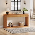 thumbnail image 5 of Tribesigns 63" Fluted Console Table for Entryway, Narrow Wood Entry Desk Behind Couch for Entrance, Hallway, Foyer,Brown, 5 of 6