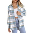 thumbnail image 1 of Txlixc Blusa de mujer, chaqueta de camisa de botón de manga larga con solapa a cuadros, traje de otoño de mujer Txlixc moda, 1 of 7