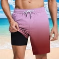 thumbnail image 2 of DODADAWANJ Swim Trunks for Men 5 Inch Trendy Gradient Board Shorts Quick Dry Board Shorts with Liner Summer Drawstring Beach Short with Pocket Pink S, 2 of 7