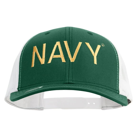 US Navy Embroidered Contrast Trucker Cap - Evergreen White OSFM