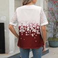 thumbnail image 4 of Tops Florales para las Mujeres V-Cuello Patchwork Encaje Manga Blusa, Corto Casual Floral Estampado Verano Poliéster, 4 of 9