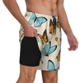 thumbnail image 2 of Cauagu Butterflies Print Mens Swim Trunks Quick Dry Board Shorts Swim Shorts with Compression Liner Bathing Suits-Small, 2 of 6