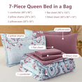 thumbnail image 6 of Flymme Boho Comforter Sets Queen Size,7 Pieces Purple Bed in a Bag Bohemian Floral Medallions Pattern,Soft Microfiber Complete Bedding Sets for All Season, 6 of 8