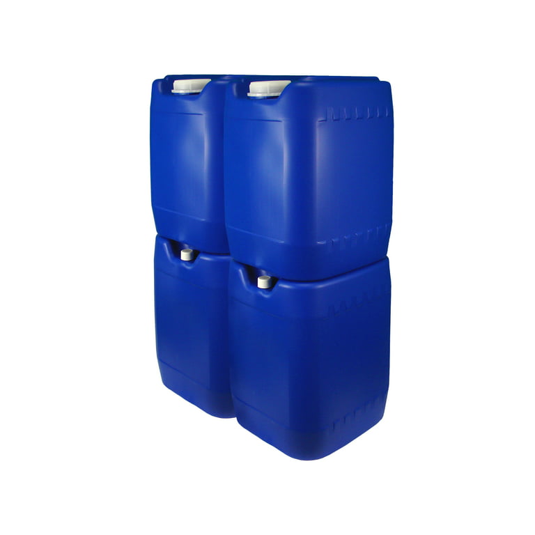 5 Gallon Stackable Water Storage Carboy, Blue, 4 Pack with Spigot (1) and  Lids 