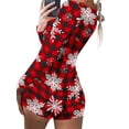 thumbnail image 2 of Seyurigaoka Women Christmas Plus Size Bodycon Jumpsuit Romper Christmas Print Deep V Neck Pajamas Bodysuit Outfit Tracksuit Playsuit Nightwear Homewear, 2 of 3