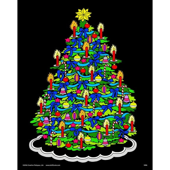 Christmas Tree - Fuzzy Coloring Poster (Arrives Uncolored) - Enjoy the Holidays with Coloring for Kids and Adults