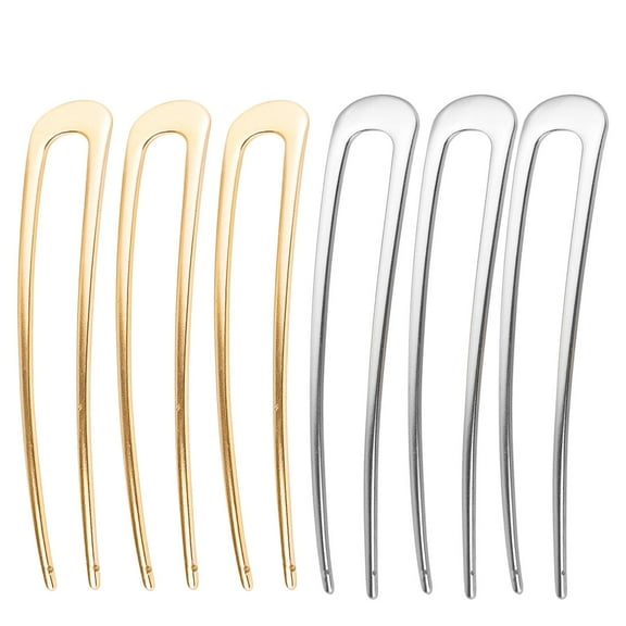 TUWAFE 6 Pcs French Hair Pin,Geometric U-Shape Hair Clips,Sturdy Alloy Construction Hair Sticks