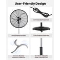 thumbnail image 5 of VEVOR 24-Inch High Velocity Pedestal Fan, 6800 CFM Industrial Standing Floor Fan with 85° Oscillating, 3-Speed Adjustable Height, IP44 Waterproof, Carbon Steel for Commercial, Garage, Workshop, Black, 5 of 9