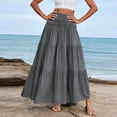 thumbnail image 2 of BUIGTTKLOP Women's Maxi Skirt Elastic Waist Summer a Line Long Skirts Boho Flowy Smocked Skirts 2026, 2 of 6