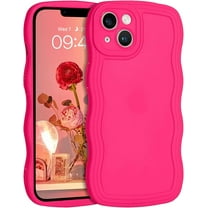 Designed for iPhone 14 Case, Neon Pink Phone Cover, Cute Curly Wave Frame Shape Slim Soft TPU Gel Rubber Bumper Shockproof Protective Phone Cases 6.1 Inch, Hot Pink