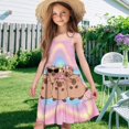 thumbnail image 4 of Uourmeti Girls Capybara Dress Floral Sleeveless Beach Sundress for Summer Kids Cartoon Clothes Midi Tiered Swing Dresses,3-14T, 4 of 7