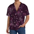 thumbnail image 3 of Xecao offers the Snowflakes and Hearts for Men's Casual Short-sleeved Shirt, a button-up collared shirt with a pocket, perfect for beach vacations and yacht travel in the 4X-Large size., 3 of 7