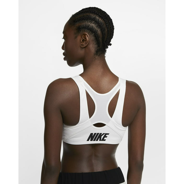 Nike WHITE/BLACK Dri-Fit Shape High-Support Front-Zip Sports Bra, US X-Large  