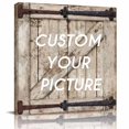 thumbnail image 2 of Farmhouse Wood Grain Wall Art Painting on Canvas, Vintage Country Barn Gate Brown Canvas Art Home Prints Wall Art Framed Modern Artwork for Living Room Bedroom Wall Decor 12x12in, 2 of 9