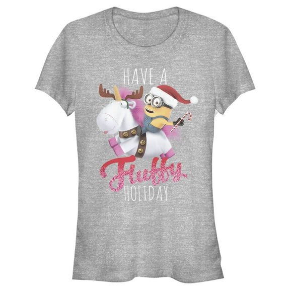 Junior's Despicable Me Christmas Minions Have A Fluffy Day Unicorn  Graphic Tee Athletic Heather X Large