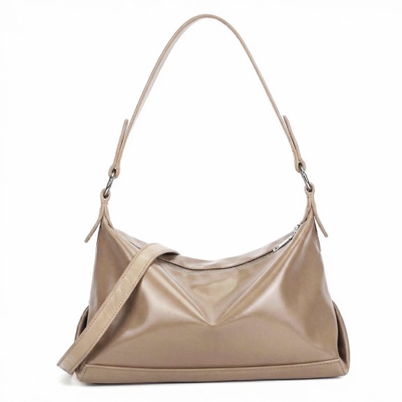 Shoulder Bag for Women, Trendy Crescent Hobo Clutch Tote Handbags Underarm Purse, Cute Crossbody Bags with Adjustable Strap, PU Leather, Khaki