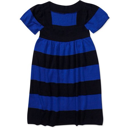 Juniors' Short-Sleeve Stripe Sweater Dress