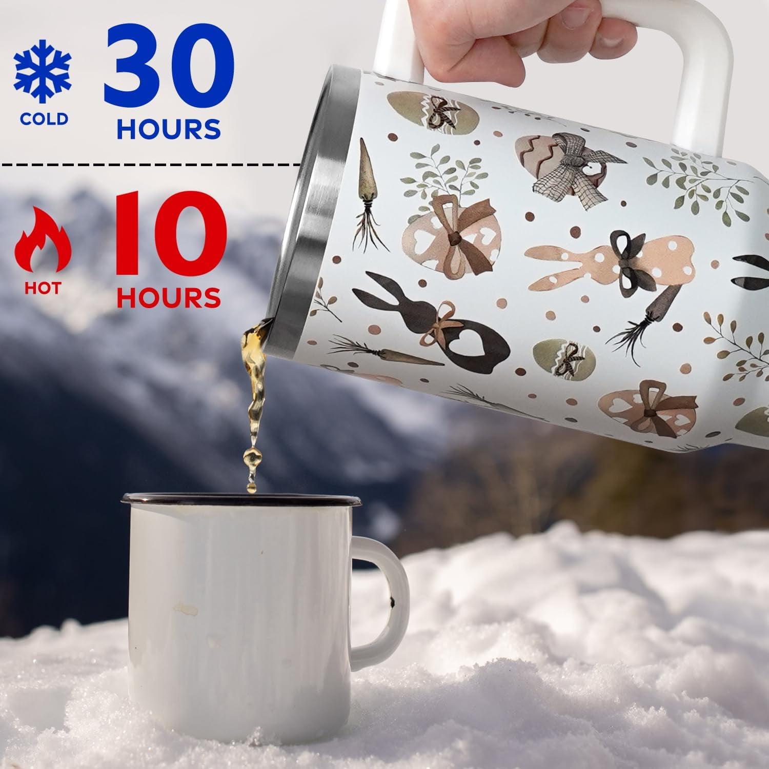 Christmas Tumbler with Handle and Straw Lid 40 oz,Cute Christmas Gifts for Women Xmas Lights Snowflakes Vacuum Insulated Leak Proof Tumbler,Winter Holiday Accessories Stainless Steel Coffee Cup Mug