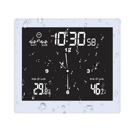 

JANDEL Multifunctional Upper and Lower Limit Temperature and Humidity Meter Bathroom Clock White