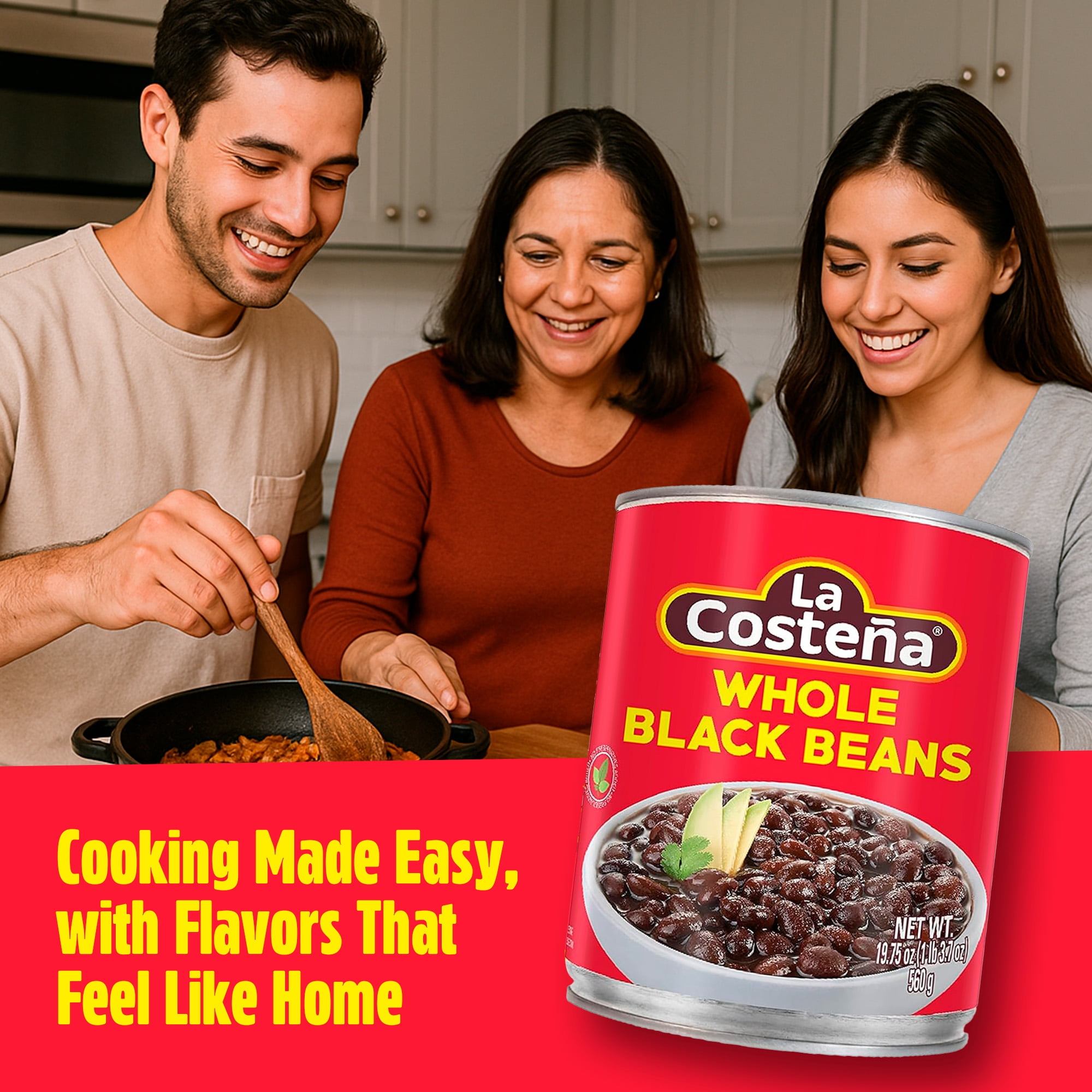 (4 pack) La Costeña Canned Black Beans, 19.75 oz