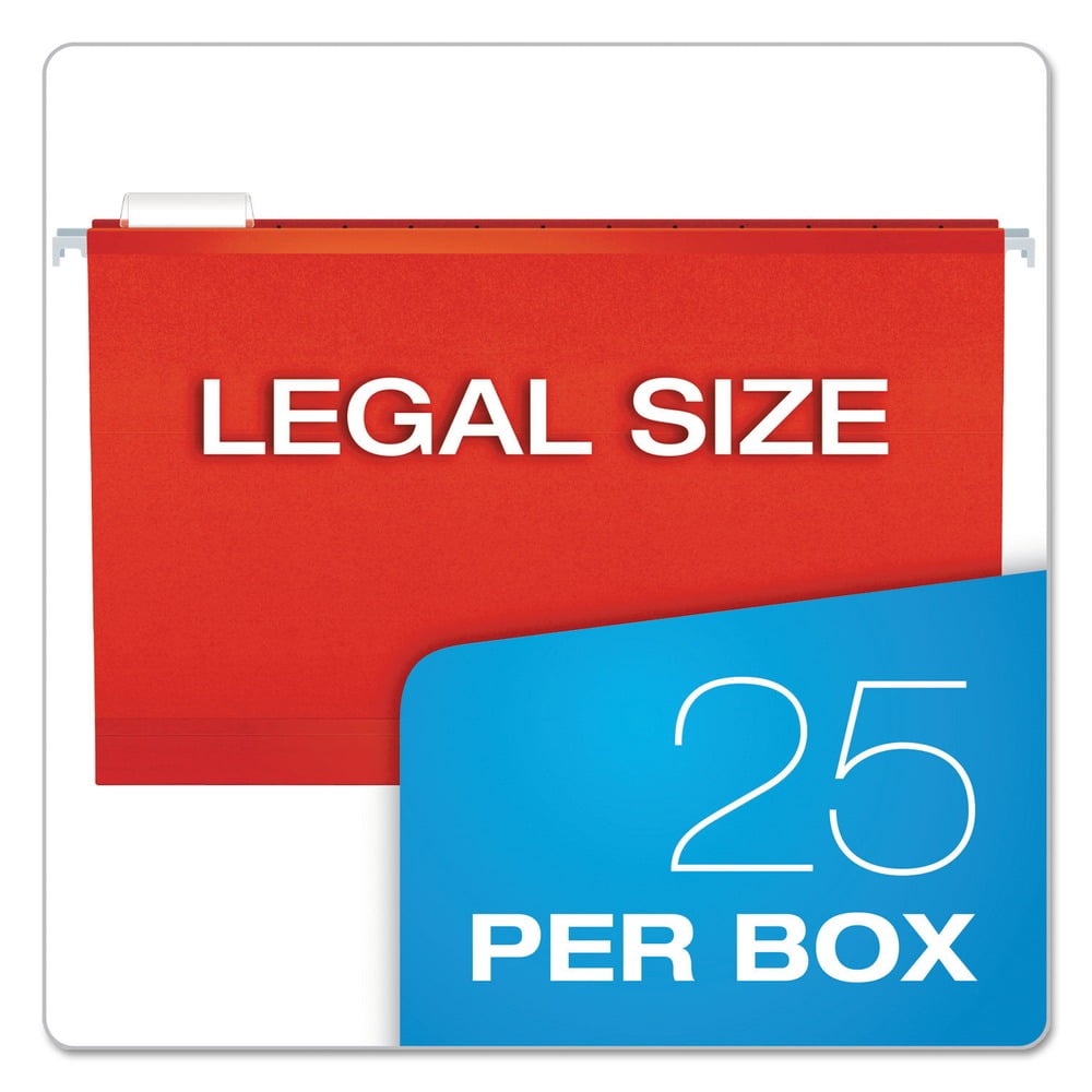 Pendaflex 415315RED Reinforced Hanging File Folders- Kraft- Legal- Red- 25/Box