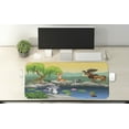thumbnail image 2 of Cartoon Computer Mouse Pad, Funny Mascots Animals by the Lake Moose Fox Squirrel Raccoon Kids Nursery Theme, Rectangle Non-Slip Rubber Mousepad X-Large, 35" x 15", Multicolor, by Ambesonne, 2 of 2