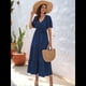 thumbnail image 4 of Vestido Bohemio de Lunares para Mujer, de Verano, con Cuello en V, Corta, y Fluido, para Invitada A una Boda en la Iglesia Azul L, 4 of 10