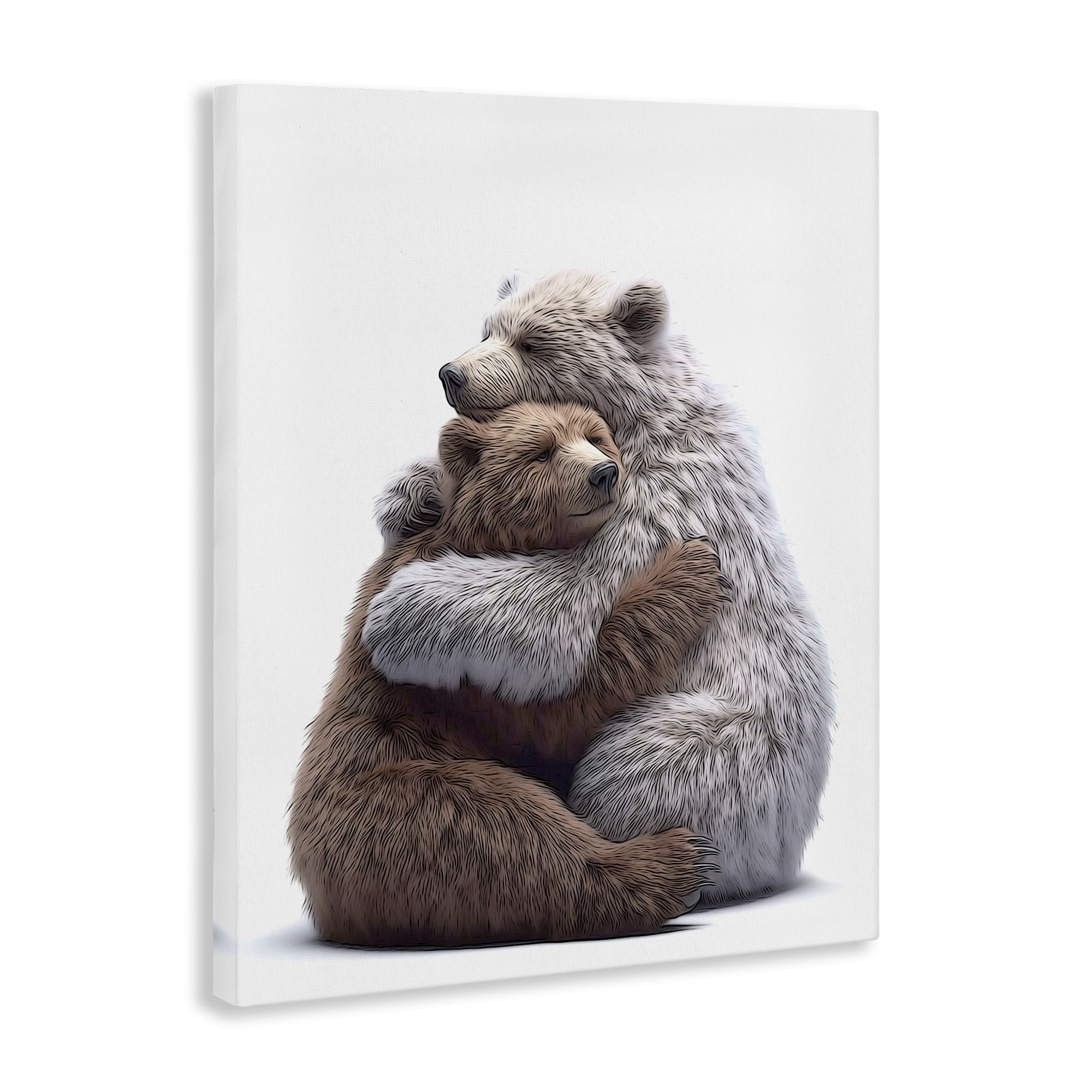 Stupell Industries Hugging Bear Pair Animals & Insects Painting Gallery Wrapped Canvas Art Print Wall Art, 30 x 40