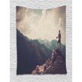 thumbnail image 1 of Mountain Tapestry, Woman Hiker on the Top of a Mountain Hobby Climbing Activity Adventure Trekking, Wall Hanging for Bedroom Living Room Dorm Decor, 40W X 60L Inches, Multicolor, by Ambesonne, 1 of 2