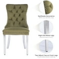 thumbnail image 5 of ODUSE-DAILY Velvet Dining Chairs Set of 2, Green Kitchen & Dining Room Chairs, Nailheads Tufted, Sillas De Comedor, Fabric Upholstered, Silver Chrome Metal Legs (Olive, 2 Pcs), 5 of 12
