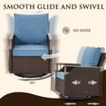 thumbnail image 2 of Vicluke 3 Piece Outdoor Swivel Chair Set, Wicker Patio Bistro Set with Thick Cushions and Coffee Table, Patio Furniture Conversation Set for Deck, Yard, Garden, Poolside, Blue, 2 of 7
