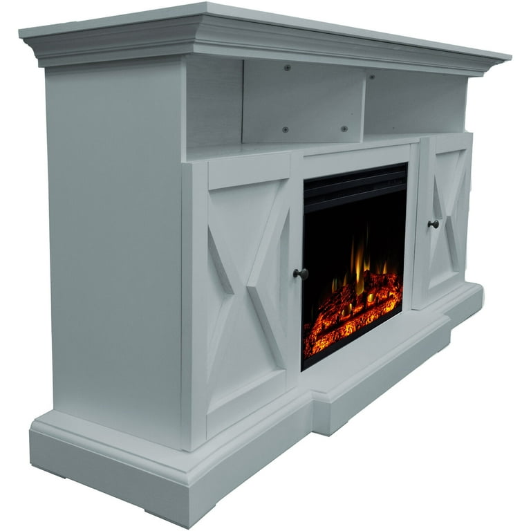 Cambridge Summit 62 Farmhouse Fireplace TV Stand with Realistic  Multi-Color LED Lights u0026 Deep Log Insert | Electric Fireplace Heater with  Remote Control for Rooms up to 210 Sq.Ft with Remote Control -