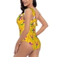 thumbnail image 5 of Yiaed Mardi Gras Crayfish and Fleur de lis Print Women One Piece Swimsuits Tummy Control One Shoulder Bathing Suits Pattern Ruffle Swimwear-Medium, 5 of 8