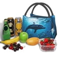 thumbnail image 3 of Fotbe Ocean Dolphin Fish School Bolsa Térmica Portátil con Estampado, Bolsa de Entrega de Alimentos Aislada, Bolsa Reutilizable de Gran Capacidad para Comidas y Supermercado, 3 of 6