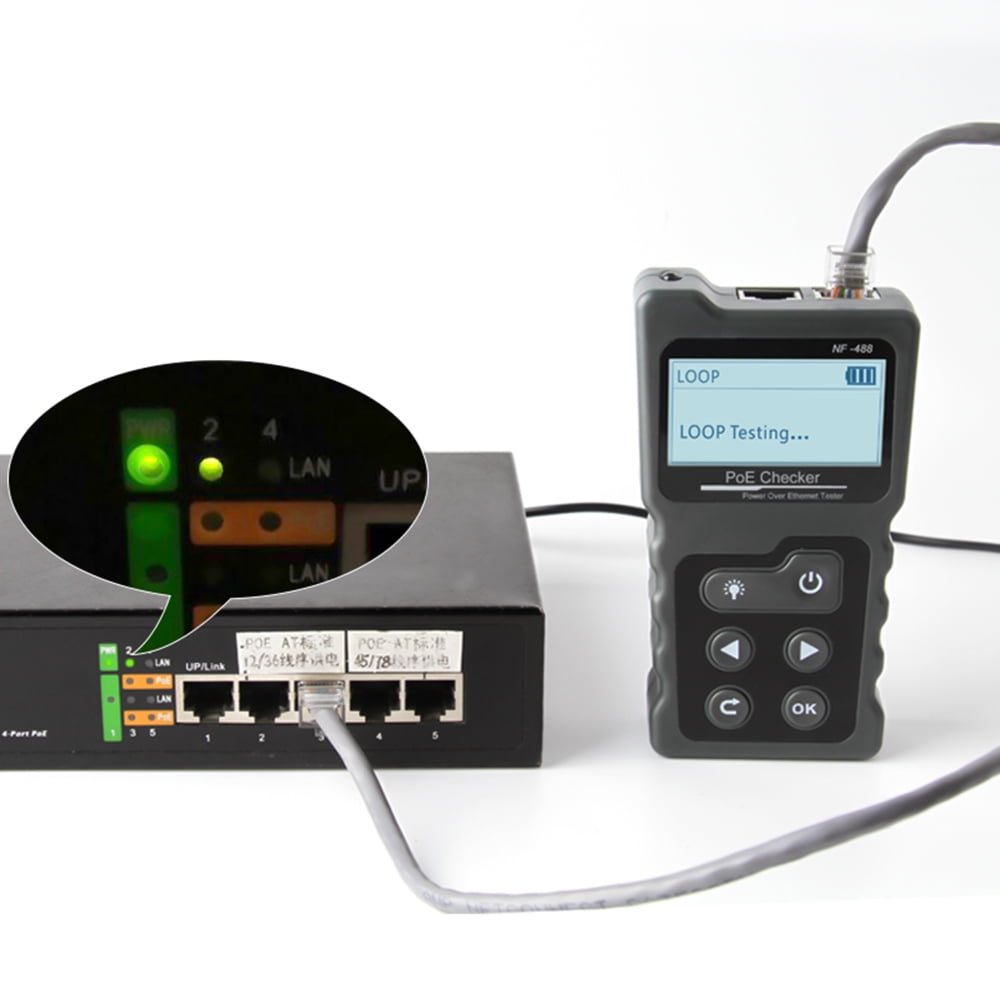 KKmoon LCD Network Cable Tester PoE Checker Inline PoE Voltage and Current Test