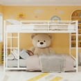 thumbnail image 2 of Bellemave Low Bunk Bed Twin Over Twin, Metal Bunk Bed Frame with Guardrail and Ladder, Heavy Duty Floor Bunk Beds with Slats for Dormitory and Bedroom, No Box Spring Needed (White), 2 of 8