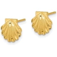 thumbnail image 2 of Solid 14k Yellow Gold Satin Diamond-cut Seashell Post Earrings - 9mm, 2 of 6