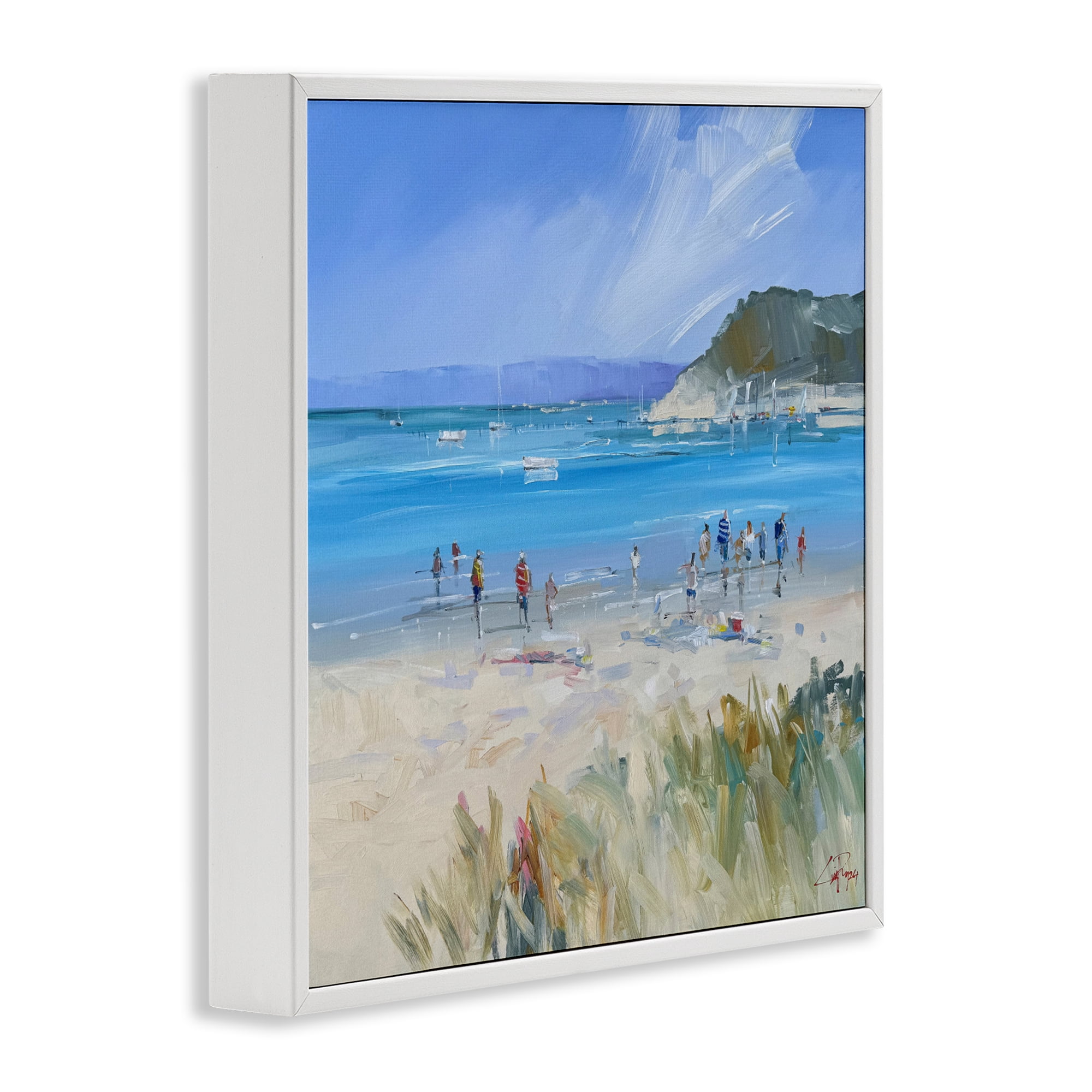 Stupell Industries Summer Sorrento Beachgoers White Framed Giclee Art, design by Craig Trewin Penny