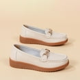 thumbnail image 6 of White Ladies Casual Flats With Round Toe Design Metal Buckle Detail Comfortable Wear, 6 of 9