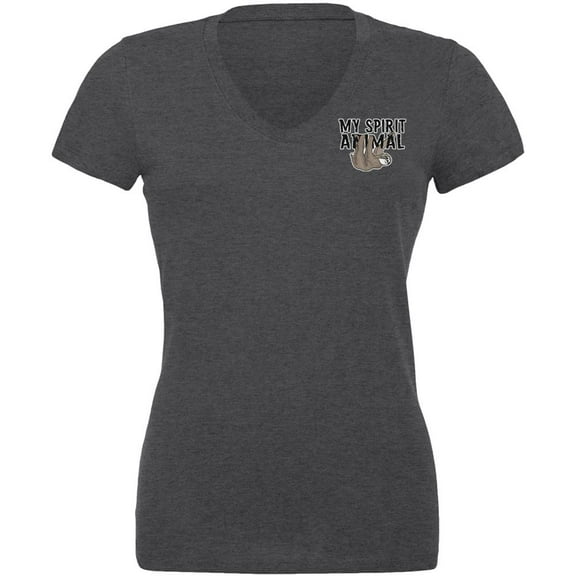 Sloth is my Spirit Animal Juniors V-Neck T Shirt Dark Heather 2XL