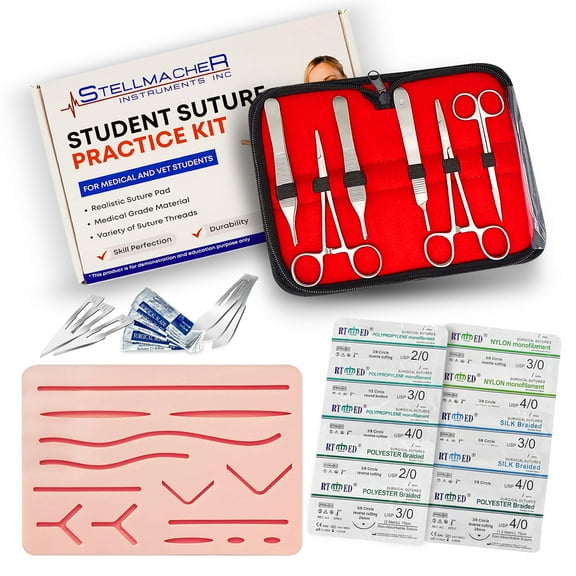 Student Suture Practice Kit with Training Pad and Tools, Educational Kit for Student Learning