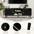 thumbnail image 6 of Mid-Century Modern TV Stand for TVs up to 70”, Sliding Door Wood Entertainment Center with Storage, 6 of 9